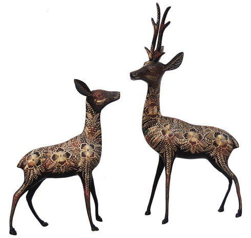 Brass Showpiece Deer Pair 2.52kg